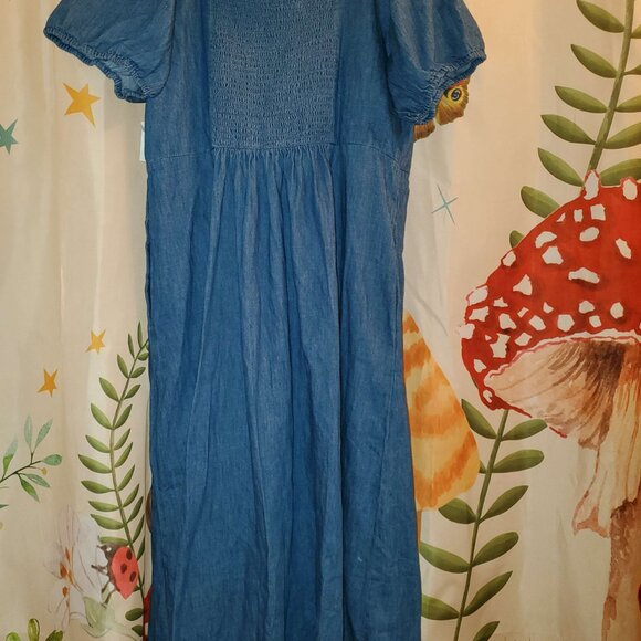 NWT Old Navy Puff Sleeve Cotton Denim Dress - Size XL - Picture 2 of 5